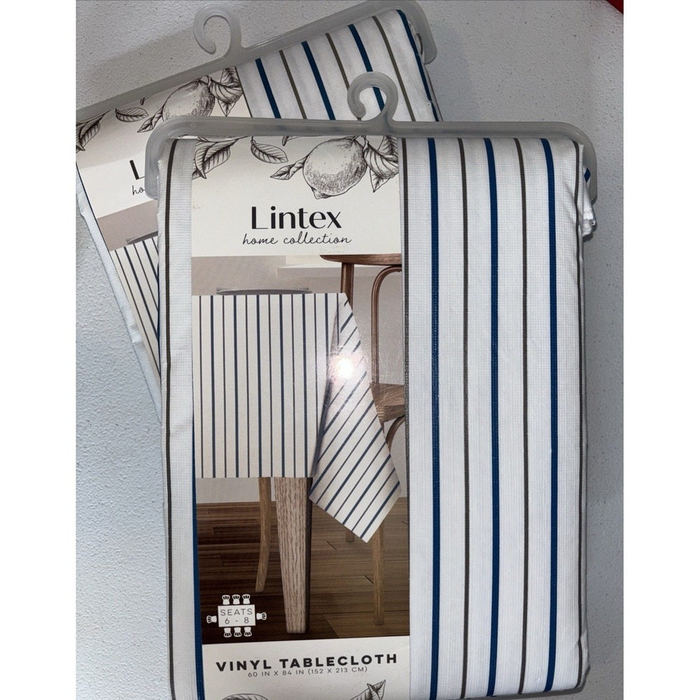 Lintex Vinyl Tablecloth Home Collection Rectangle French‎ Stripe Lot Of 2 New - Picture 7 of 16